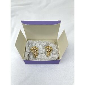 Elizabeth Taylor Avon Evening Star Earrings Gold Tone & Rhinestone Clip-on Vtg